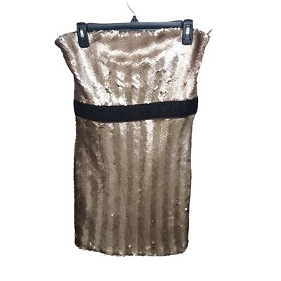 Baby Phat Womens Sz M Rose Gold Sequins Strapless Mini Dress - Image 1 of 4