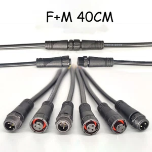 IP68 Waterproof Male Female Plug Wire Connector Cable Electrical Wire F + M 40cm - Picture 1 of 13