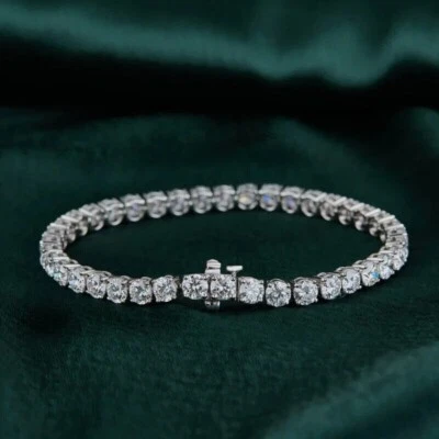 10.50 Ct Round 4mm Moissanite Wedding Tennis Bracelet 7" In 14K White Gold Over - Image 1 of 4