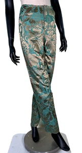Gianfranco Ferre Turquoise Gold Brocade Baroque Jeans Size 46 – Made in Italy - Picture 1 of 13