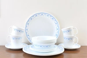 Set for 20 pieces Corning Morning Blue Dinnerware 4 table Settings - Picture 1 of 10
