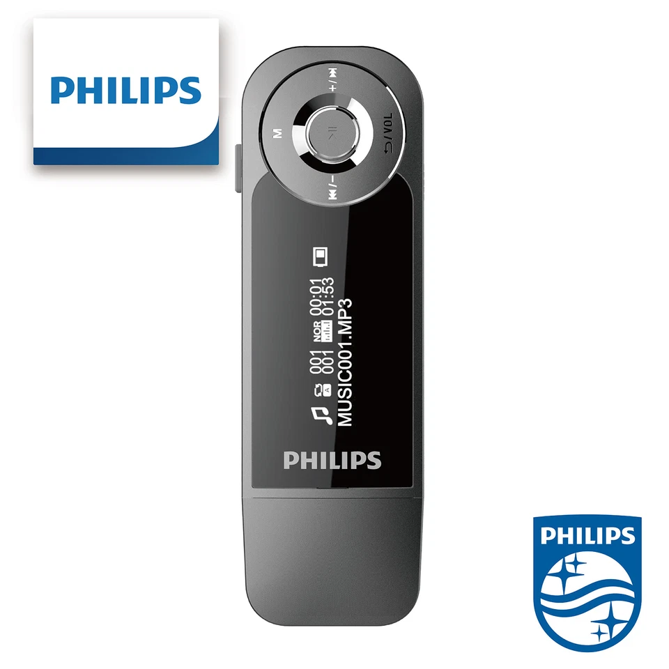 Philips SA1208 Mini MP3 Player with Clip 8GB Direct USB Digital Player FM Radio - Image 1 of 4