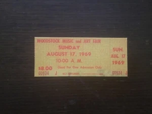 1969 TICKET , FINAL DAY OF WOODSTOCK WHERE JIMI HENDRIX PERFORMED *Reproduction* - Picture 1 of 6