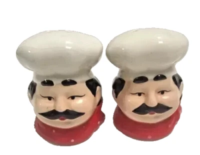 2 Piece Chef Leone Ceramic Salt & Pepper Shakers Set with Gift Box Italian Pizza - Image 1 of 2