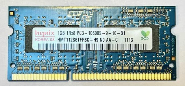 HMT112S6TFR8C-H9 Hynix 1GB PC3-10600 DDR3-1333MHz non-ECC Unbuffered CL9 204-Pin - Image 1 of 1