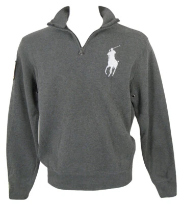 ¡Nueva sudadera Polo Ralph Lauren $125! Parche esquí gris marino costilla francesa FUNCIONA GRANDE Foto 1 de 3