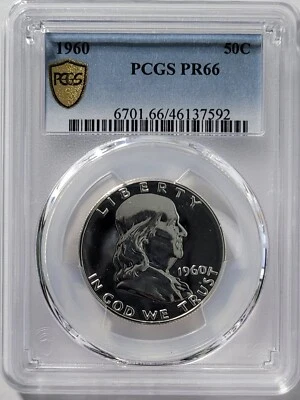 1960 FRANKLIN GEM HALF DOLLAR! GRADED PR66 BY PCGS! 90% Silver - Image 1 of 4