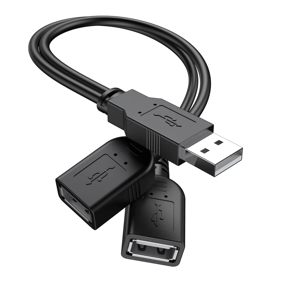 Cavo Sdoppiatore USB Doppio Maschio Femmina Y Splitter per Pc e Dischi Esterni  - Immagine 1 di 4