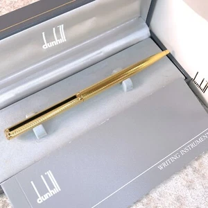 Vintage Dunhill Ballpoint Pen Gemline Gold Barley Black Clip with Case & Papers - Picture 1 of 16