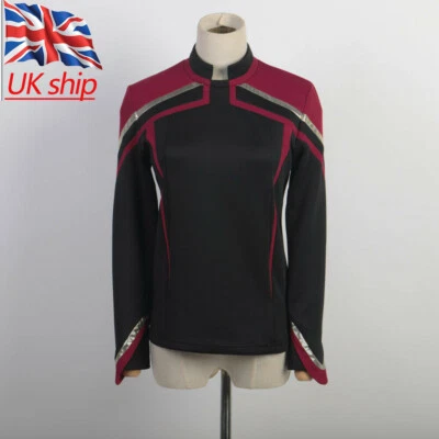For Admiral JL Picard Red Gold Stripe Uniforms Startfleet Women Shirts Costumes - Image 1 of 4