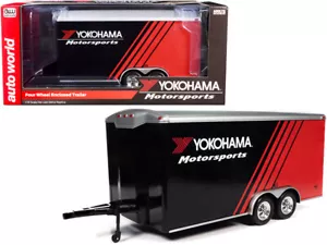 AutoWorld 1:18 Rimorchio Chiuso Quattro Ruote YOKOHAMA Motorsports Nero Rosso CP7838 - Foto 1 di 2