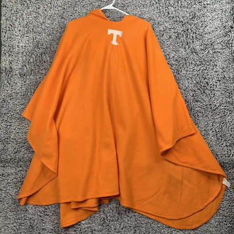 Tennessee Poncho adult size Orange Fleece mascot on hood and T on chest Cover