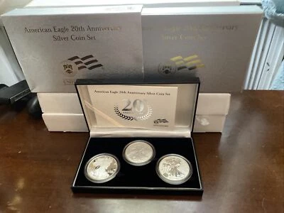 2006 AMERICAN EAGLE 20TH ANNIVERSARY SILVER  3- COIN SET W/ORIG. BOX AND COA - Image 1 of 4