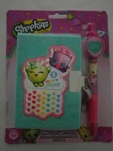 Shopkins Brand Aqua Plush Mini Diary Lock & Pen Color Me Happy Age 5+ - Picture 1 of 3