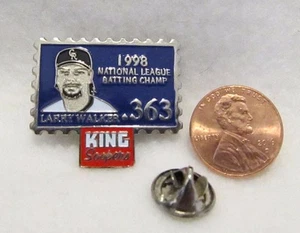1998 National League Batting Champ Larry Walker King Baseball MLB Anstecknadel Mütze - Bild 1 von 2