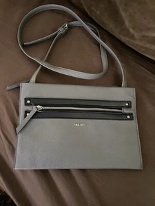 Crossbody Gray Faux Leather Purse Zip Close Adjustable Strap - Picture 1 of 5