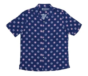 Camicia uomo casual con bottoni stampa geometrica Club Room manica corta nuova con etichetta blu navy - Foto 1 di 2