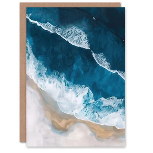 Wellen Am Strand Von Oben Kunstwerk Küstenruhe Weihnachtskarte - Bild 1 von 6