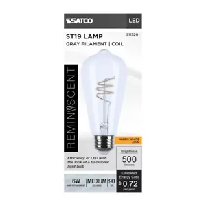 Satco S11520 - 6 Watt LED ST19 Vintage Light Bulbs- 2700K (2,6, or 12 PK) - Picture 1 of 15