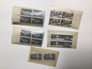 US Stamps Space 1st Man Mercury Skylab 1193 1434 1435 1529 C76 Margin Blocks - Picture 1 of 1