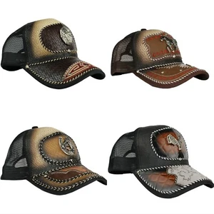 Handgefertigte Leder Cowgirl Cowboy Western-Stil Netzkappe Rodeo Ranch Baseball - Bild 1 von 86