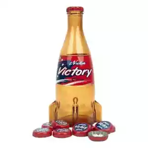 Fallout Nuka Cola Victory Glasflasche und 10 Kronkorken - Bild 1 von 3