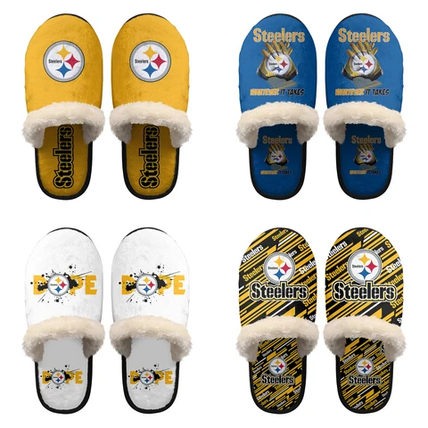 Pittsburgh Steelers Mens Womens Plush Slippers Warm Non-slip Bedroom House Shoes Cover