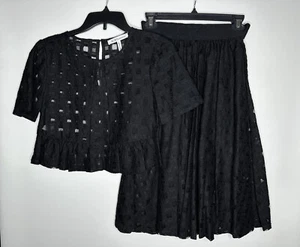 BCBGENERATION Eyelet Skirt Set Size XXS Short Sleeve & Midi Skirt Romantic Femme - Picture 1 of 21