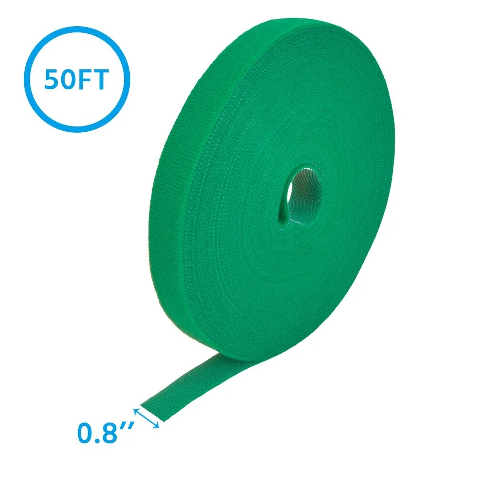 50Ft 0.8" Width Hook and Loop Strap Tape Green - Image 1 of 1