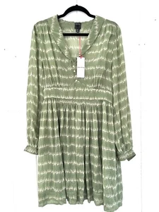 NWT Orla Kiely Silk Georgette Long Sleeve Dress US 8 UK 12 FR40 color Eau de Nil - Picture 1 of 8
