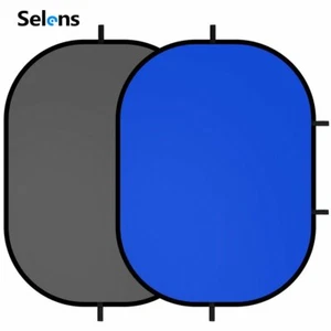 Selens telón de fondo azul-gris tela estudio dos lados pantalla fondo fotografía - Imagen 1 de 7