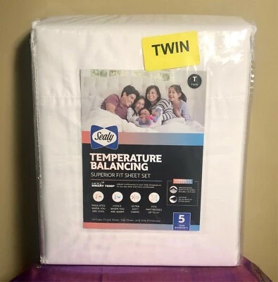 SEALY ~ JUEGO DE SÁBANAS DOBLES BALANCEO DE TEMPERATURA ~ FUNDA DE ALMOHADA + PLANA + SÁBANA AJUSTABLE Foto 1 de 2