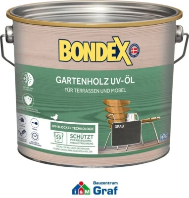 BONDEX Gartenholz UV-Öl Holzpflege Holzschutz für außen, Grau, 2,5 L /#87335300 - Bild 1 von 2