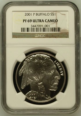 2001 P Modern Commemorative American Buffalo Commemorative NGC PF-69 ULTRA CAMEO - Image 1 of 2