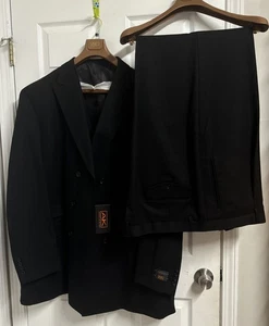 Neu mit Etikett Apollo King 3-teiliger Anzug 56 L/50 W schwarz Super 150s 100 % Wolle - Bild 1 von 24