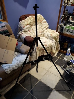 妮可黑色金属画架可调节艺术家帆布支架工作室质量 — 第 1/4 张图片