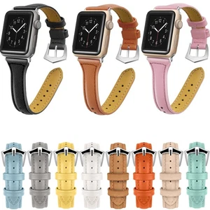 40/44/41/45mm Slim Leather Band Women Strap for Apple Watch Series 9 8 7 6 5 SE - Picture 1 of 41