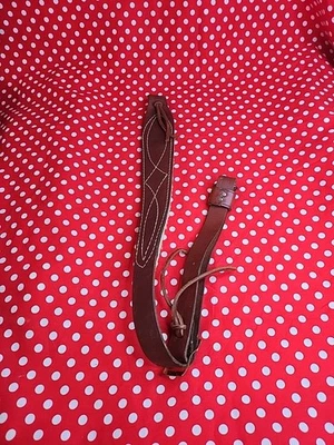 VINTAGE SHEEP BACKED WHITE STITCHED LEATHER RIFLE SLING W SWIVELS  - Image 1 of 4