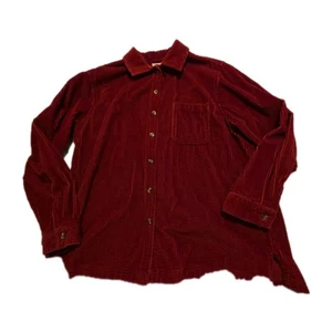 LL Bean Shirt Womens Large L Red Corduroy Lined Wide Wale Shacket Jacket Top - Picture 1 of 5