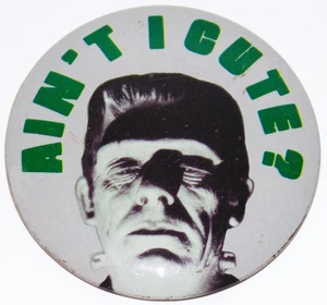 Ain't I Cute? Topps Batty Buttons Pinback Universal Monsters Frankenstein 1970 - Picture 1 of 2