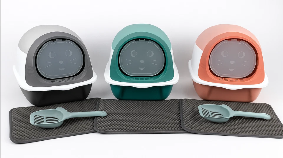 Katzenklo mit Deckel & Matte Haubentoilette Katzen WC Katzentoilette offen - Bild 1 von 1