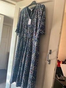 Abito lungo donna Spirit blu navy floreale taglia 18 nuovo etichette - Foto 1 di 4