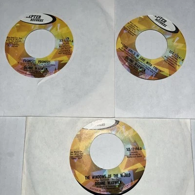 Dionne Warwick Lot 3 Vinyl 7” Windows 1967 Promises & This Girl 1968 Scepter LP - Image 1 of 2