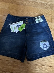 d. jeans Recycled Denim High Waist 4.5” Shorts Stretch Dark Janet Blue Sz 10 NWT - Picture 1 of 4