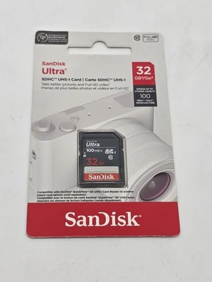 BRAND NEW • SANDISK ULTRA 32GB SDHC UHS-1 MEMORY CARD • SEALED full HD video - Image 1 of 3