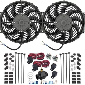 VENTILADOR ELÉCTRICO DUAL 12 PULGADAS 180W 38MM MANGUERA RADIADOR ADAPTADOR TERMOESTAT KIT INTERRUPTOR - Imagen 1 de 8