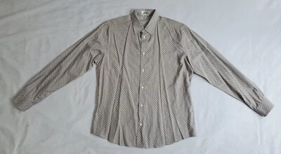 CAMISA DE VESTIR HERMES H &ARROW ESTAMPADO BOTONES METAL LOGO PUÑO BOTÓN HOMBRE TALLA 41/16 Foto 1 de 4