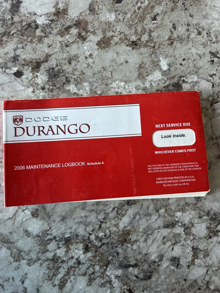 2006 DODGE DURANGO OWNERS MANUAL MAINTENANCE LOGBOOK SUPPLEMENT MANUAL ORIGINAL - Image 1 of 1