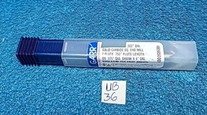 GARR  .302" DIA. SOLID CARBIDE SQ. END MILL  2 FLUTE .750" FLUTE LENGTH ON .375" - Picture 1 of 5