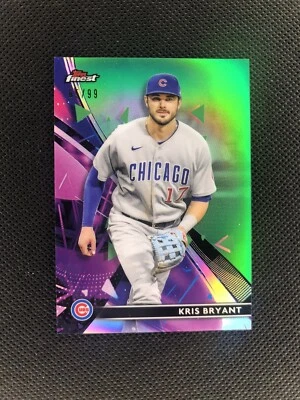 2021 Topps Finest Kris Bryant #34 Green Refractor /99! Chicago Cubs  - Image 1 of 2